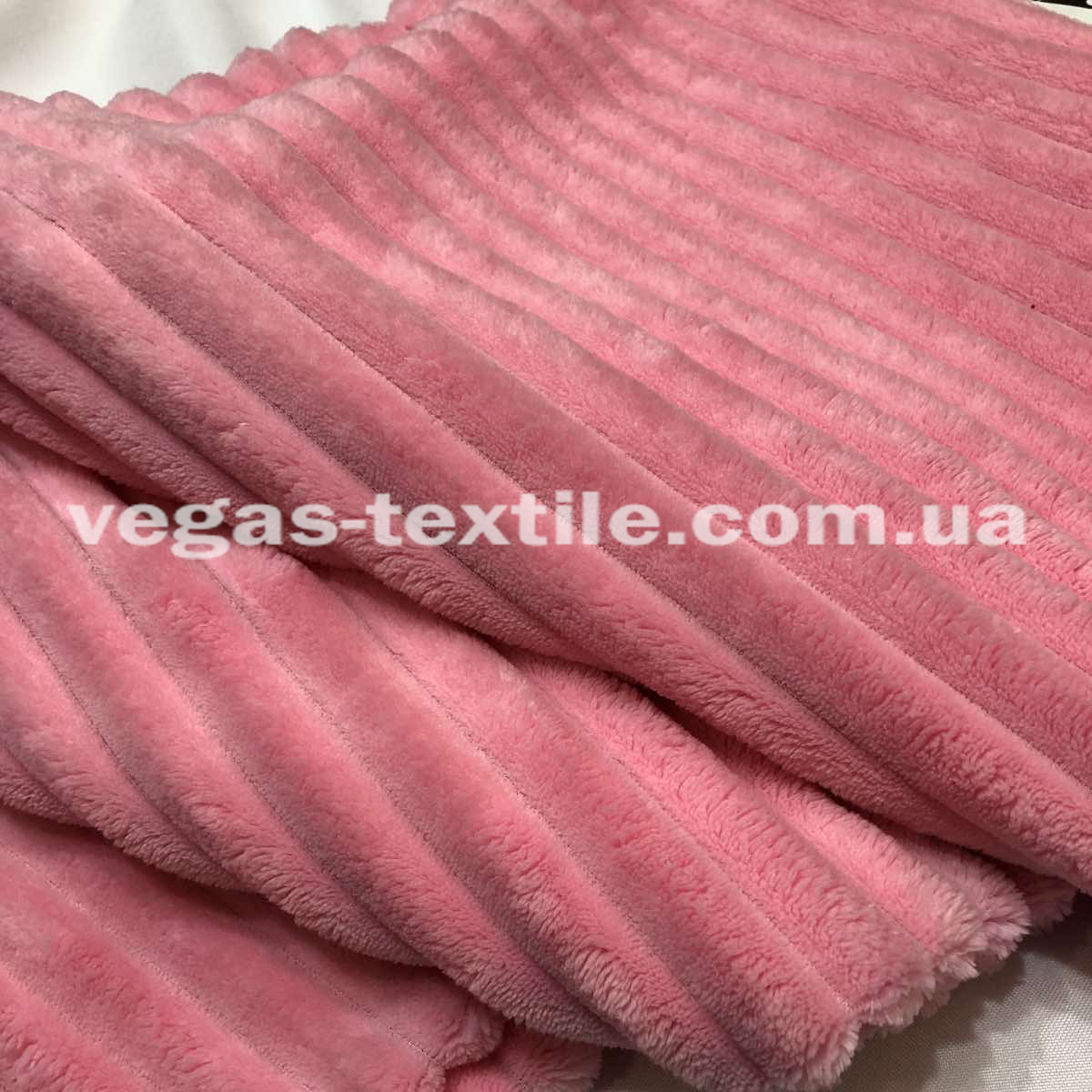 Плюш Страйп Шарпей (Minky Stripes) Рожевий, фото 1