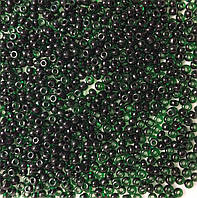 Бісер Ярна Корея розмір 10/0 колір 23.207/10 зелений, внутрішній колір - т. зелений 50г