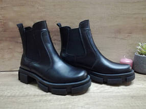 Жіночі демісезонні черевики челсі шкіряні чорні LEXI, фото 2