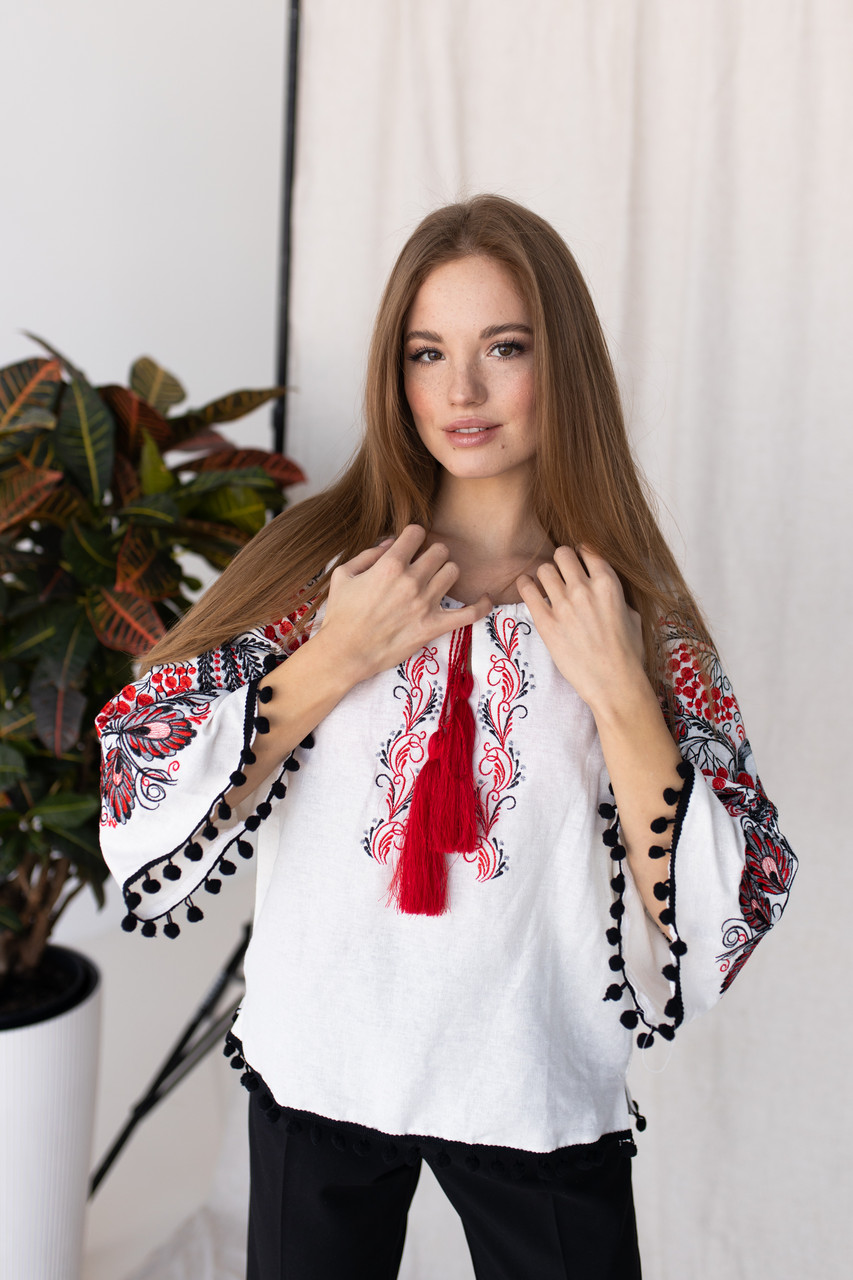 Жіноча сорочка вишиванка MEREZHKA Петриківська розмір XL