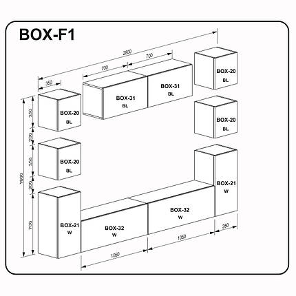 Стінка в вітальню Міромарк BOX-F1 білий/черневий глянець, фото 3