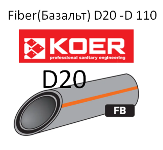 KOER BASALT ПОЛІПТОПІЛЕНОВА (ПППР) ТРУБА АРМОВАНА СТЕКЛОКНОМ D20, ЧЕХІЯ, фото 1