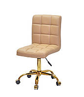 Бежевое компьютерное кресло из эко-кожи на золотом основании Augusto GD-Office