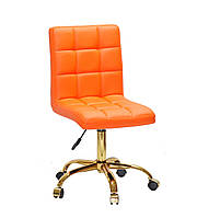 Оранжевое компьютерное кресло из эко-кожи на золотом основании Augusto GD-Office