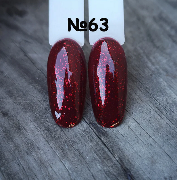 Гель лак для нігтів Sweet Nails темно-червоний з блискітками №63 8мл
