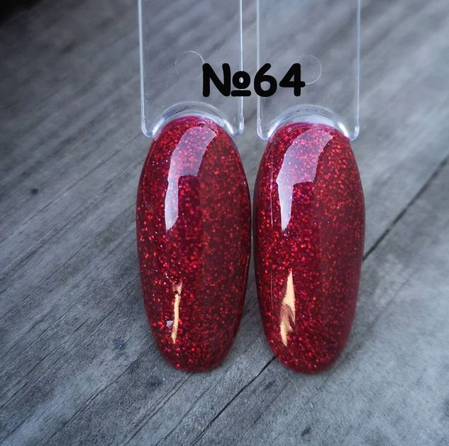 Гель лак для нігтів Sweet Nails червоний з блискітками №64 8мл