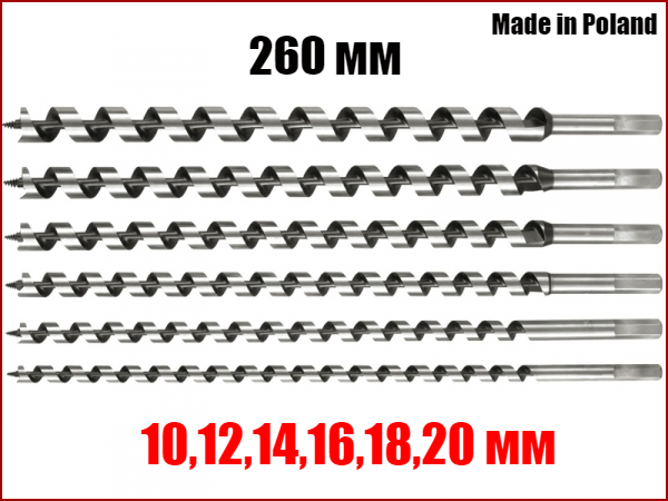 Набір довгих спіральних свердел по дереву 10-20мм STHOR 22466