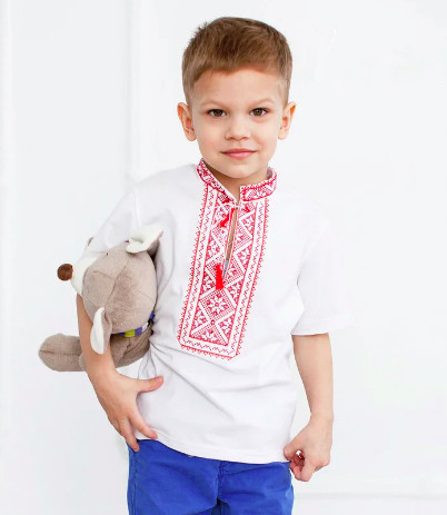 Футболка з вишивкою Чумацька біло-червона 92