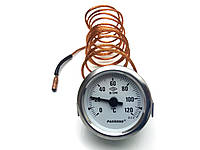 Термометр биметаллический капиллярный PAKKENS Ø60мм от 0 до +120°С, длина капилляра 2м Турция.