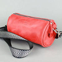 Кожаная сумка поясная-кроссбоди Cylinder красная винтажная Удобная сумка на пояс или через плечо кожаная