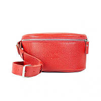 Стильная сумка на пояс из натуральной кожи Поясная сумка Explorer S красная флотар Удобная поясная сумка