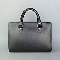 Женская кожаная сумка Fancy черная сафьян Качественная сумка люкс класса из натуральной кожи для женщин