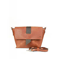 Женская кожаная сумка Nora коньячно-коричневая винтажная Качественная женская сумка кроссбоди кожаная