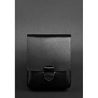 Мужская кожаная сумка-мессенджер черная Практичная мужская сумка премиум класса Качественная сумка мужчине