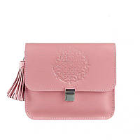 Кожаная женская бохо-сумка Лилу розовая Эксклюзивная женская сумка ручной работы в стиле бохо
