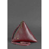 Кожаная женская сумка-косметичка Пирамида Марсала Оригинальная женская сумочка из натуральной кожи флотар