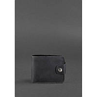 Качественный кошелек для мужчин Кожаное мужское портмоне черное Компактное черное портмоне из натуральной кожи