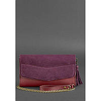 Женская кожаная сумка Элис бордовая Велюр Krast Сумка люкс класса кросс-боди из натуральной кожи и замша