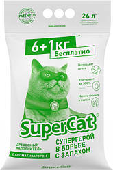 Деревний наповнювач для котів Super Cat (Супер Кет с ароматизатором)  6+1кг./24л.