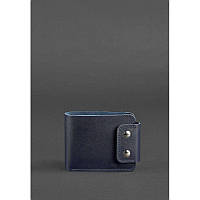 Качественный мужской кошелек люкс класса Мужское кожаное портмоне темно-синее Универсальное портмоне мужское