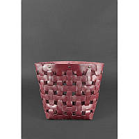 Оригинальная сумка шоппер люкс класса из натуральной кожи Кожаная плетеная женская сумка Пазл L бордовая Krast