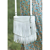 Современная сумка для девушек для носки через плечо Кожаная женская сумка с бахромой мини-кроссбоди белая