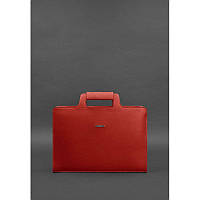 Женская кожаная сумка для ноутбука и документов красная Стильная деловая сумка премиум класса для женщин