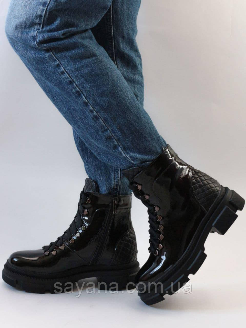 Женские кожаные ботинки черные Rugiada ШН-24-0321 - фото 4 - id-p1378661046