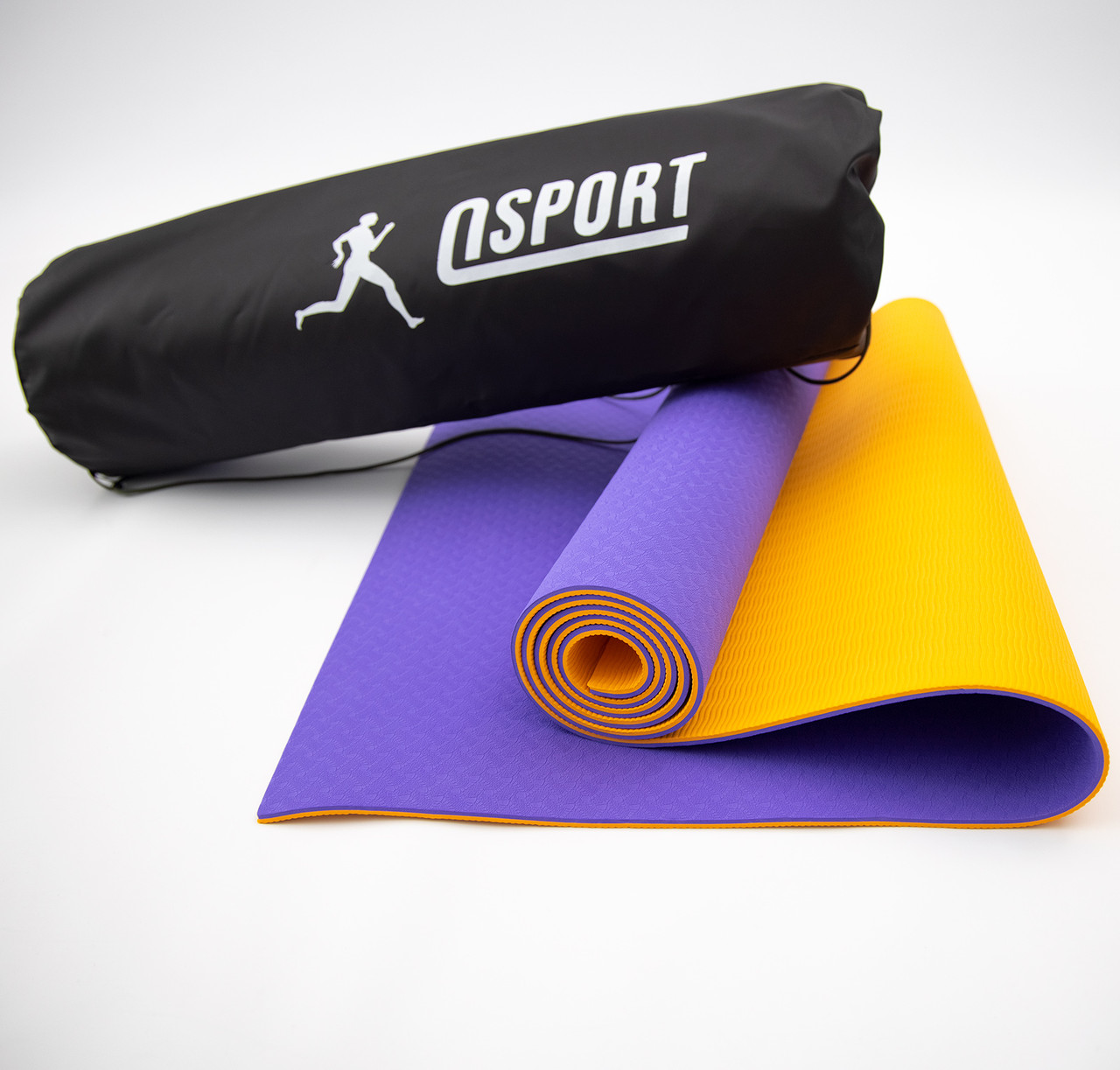 Килимок для йоги та фітнесу + чохол (мат, каремат спортивний) OSPORT Yoga ECO Pro 6мм (n-0007) Фіолетово-оранжевий