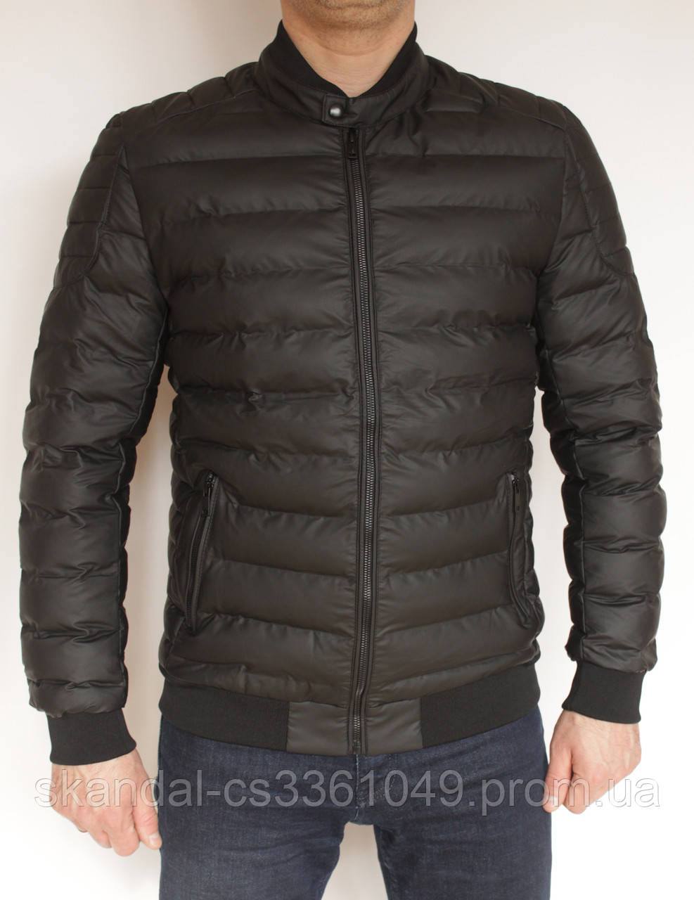 Купить Мужская куртка под резинку коротка стойка чёрная весна-осінь ...