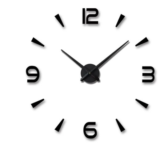 Великі настінні годинники 3D DIY Clock з арабськими цифрами чорні