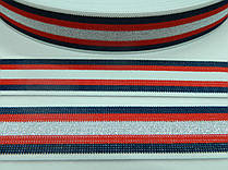 Тасьма еластична (гумка) білий, синій, червоний, срібний з  люрексовою ниткою 4 см