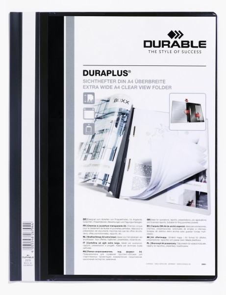 Папка-зшивач для презентацій чорна DURAPLUS® А4+ Durable, Німеччина