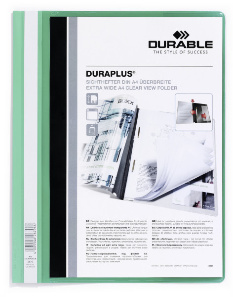 Папка-зшивач для презентацій зелена DURAPLUS® А4+ Durable, Німеччина