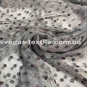 Сітка принт горох Світло Сірий