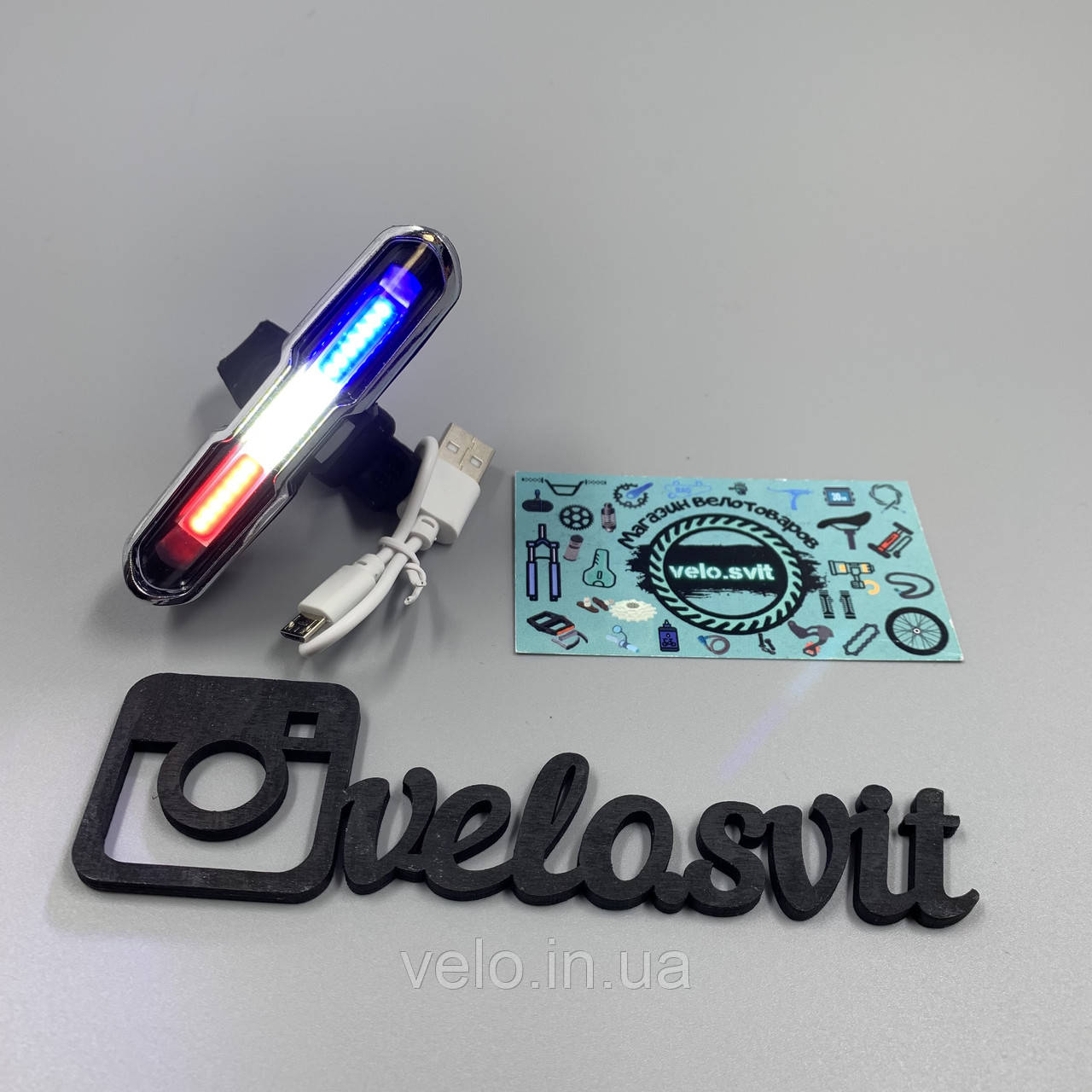 Задній велосипедний ліхтар LED-мигалка "Поліція" USB.