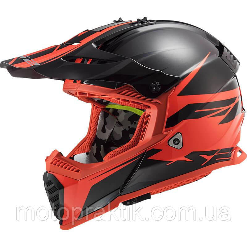 LS2 MX437 FAST EVO ROAR MATT BLACK RED, XXS, Мотошолом кросовий