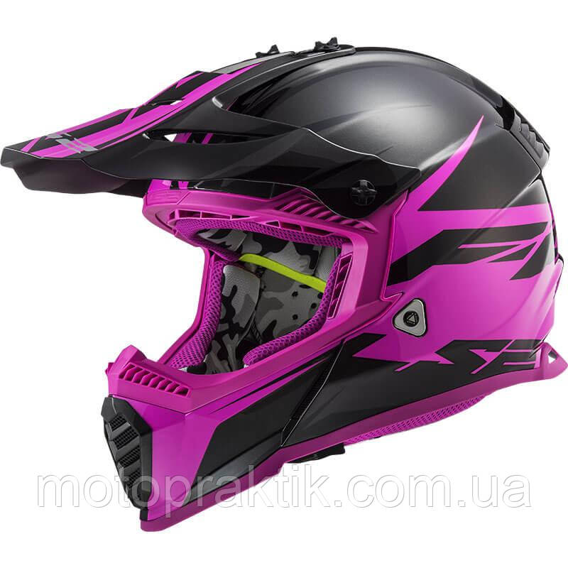 LS2 MX437 FAST EVO ROAR MATT BLACK PURPLE, XXS, Мотошолом кросовий