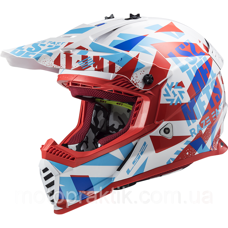 LS2 MX437 FAST EVO FUNKY RED WHITE, XXS, Мотошолом кросовий