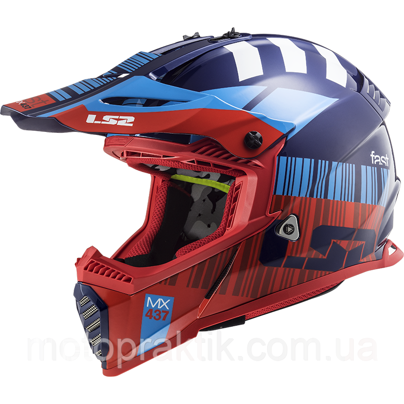 LS2 MX437 FAST EVO XCODE RED BLUE, XXS, Мотошолом кросовий