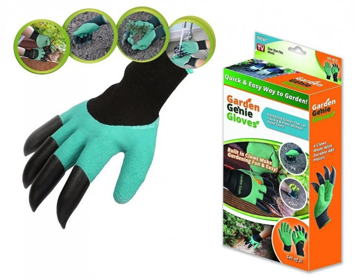 Гумові рукавички з кігтями для саду та городу Garden Genie Gloves