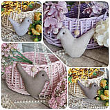 Пташки великодні льон, h 9,5 см х 11 см, великодній декор, фото 2