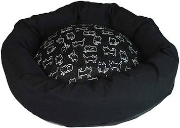 Диван для тварин NELSON, круглий, чорний, 60см