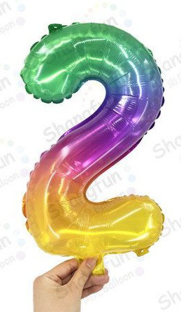 Фольгована кулька цифра "2" градієнт розмір 16 дюймів, фото 1