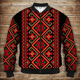 Бомбер з 3D принтом на тему Вишиванка орнамент 1298 Дорослі і Дитячі розміри ВСІ Розміри