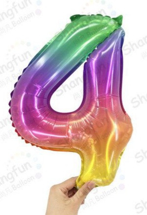 Фольгована кулька цифра "4" градієнт розмір 16 дюймів, фото 1
