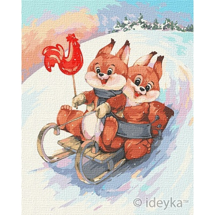 Картина за номерами. 40×50 см. Милі білочки. Разом веселіше. худ. Софія Нікуліна. Ідейка КНО2375