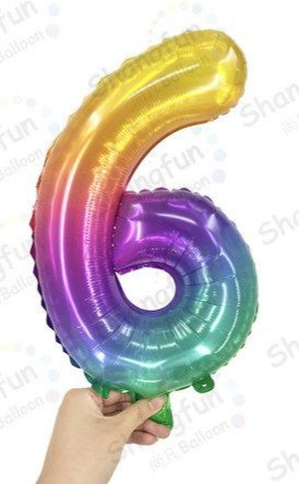 Фольгована кулька цифра "6" градієнт розмір 16 дюймів, фото 1