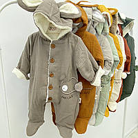 Комбинезон муслиновый утепленный Бежевый 62 см - 74 см Утепленный муслиновый комбезик для деток