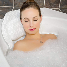 Біла ортопедична подушка підголівник для ванної для підтримки голови і шиї і спини з присосками 42 x 41 см, фото 2